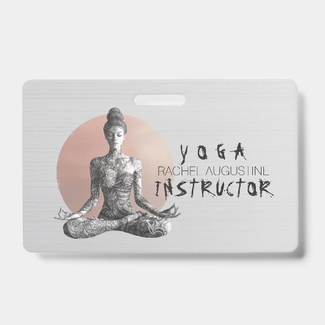 Yoga Meditation Instructor Reiki Master Lotus Pose ID Badge (Front)