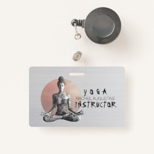 Yoga Meditation Instructor Reiki Master Lotus Pose ID Badge