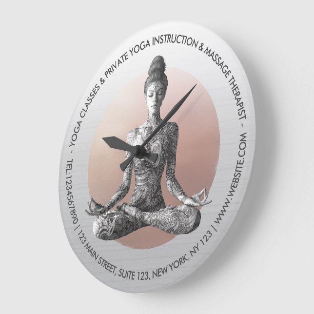 Yoga Meditation Instructor Reiki Master Lotus Pose Large Clock (Angle)