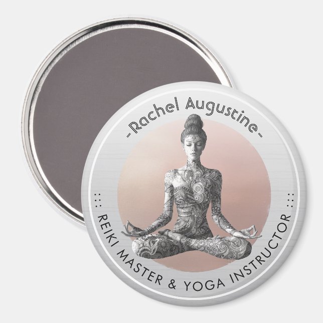 Yoga Meditation Instructor Reiki Master Lotus Pose Magnet (Front/Back)