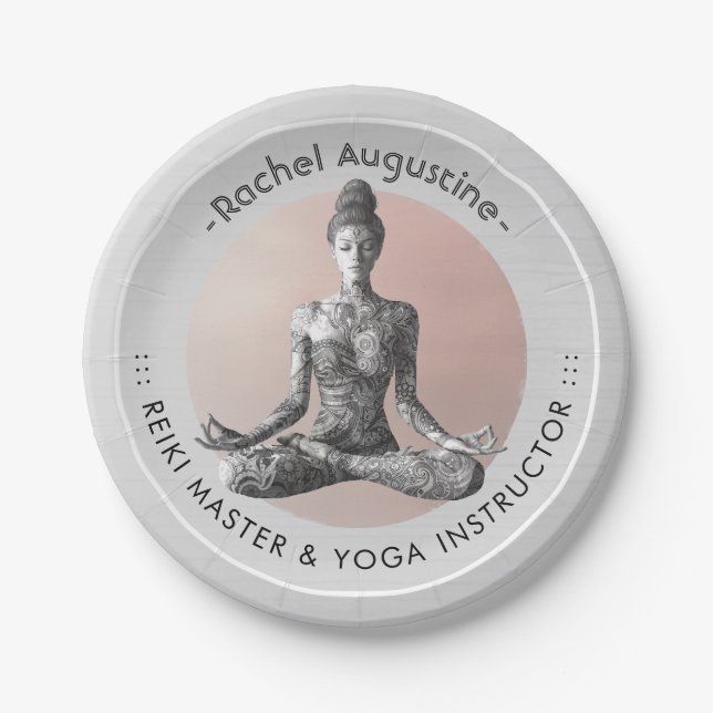 Yoga Meditation Instructor Reiki Master Lotus Pose Paper Plate (Front)