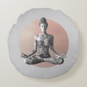 Yoga Meditation Instructor Reiki Master Lotus Pose Round Cushion