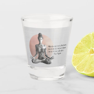 Yoga Meditation Instructor Reiki Master Lotus Pose Shot Glass