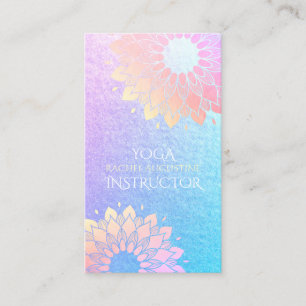 Yoga Meditation Instructor Rose Blue Gold Mandala Appointment Card
