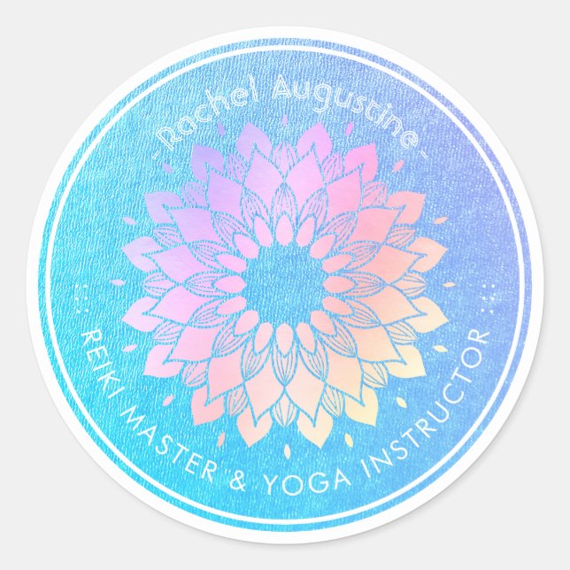 Yoga Meditation Instructor Rose Gold Foil Mandala  Classic Round Sticker (Front)