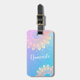 Yoga Meditation Instructor Rose Gold Foil Mandala Luggage Tag