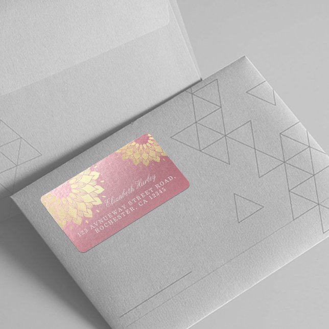 Yoga Meditation Instructor Rose Gold Mandala Lotus Label (Creator Uploaded)