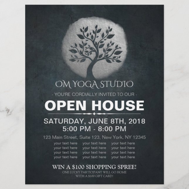 Yoga Meditation Instructor Silver Tree Open House Flyer (Front)