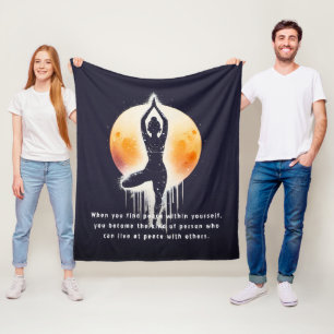 Yoga Meditation Instructor Tree Pose Full Moon Fleece Blanket