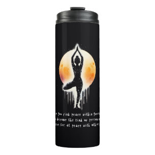 Yoga Meditation Instructor Tree Pose Full Moon Thermal Tumbler
