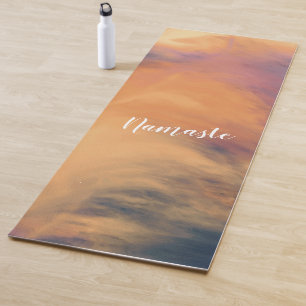 Yoga Meditation Instructor Watercolor Sunset Sky Yoga Mat
