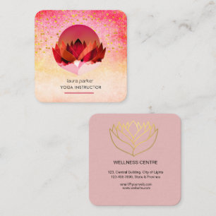 Yoga Meditation Lotus Flower Massage Wellness Square Business Card