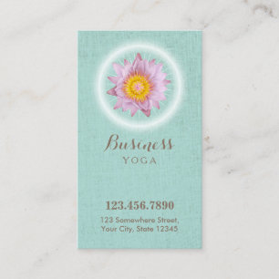 Yoga & Meditation Lotus Flower Mint Linen Loyalty Card