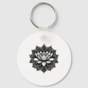 Yoga Meditation Lotus Flower On Mandala Lotus Flow Key Ring