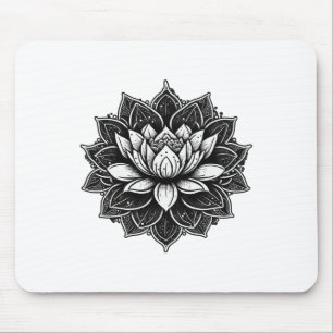 Yoga Meditation Lotus Flower On Mandala Lotus Flow Mouse Pad