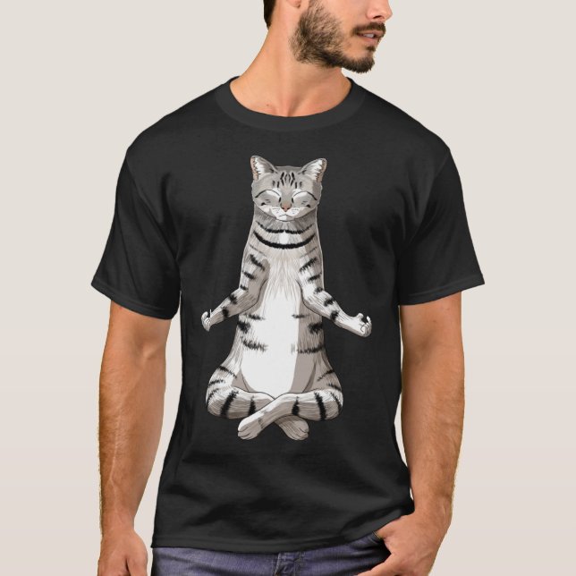 Yoga Meditation Manx Cat T-Shirt (Front)