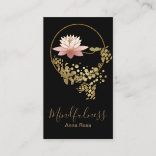 *~* Yoga Meditation Mindfulness Lotus Gold Glitter Business Card