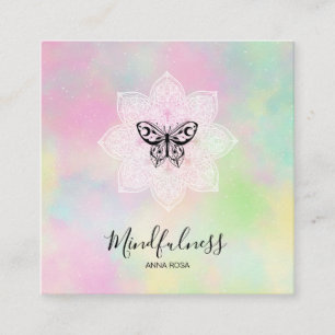 *~* Yoga Meditation Mindfulness Mandala Butterfly  Square Business Card