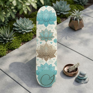 Yoga Meditation Mindfulness Sacred Lotus Monogram  Skateboard
