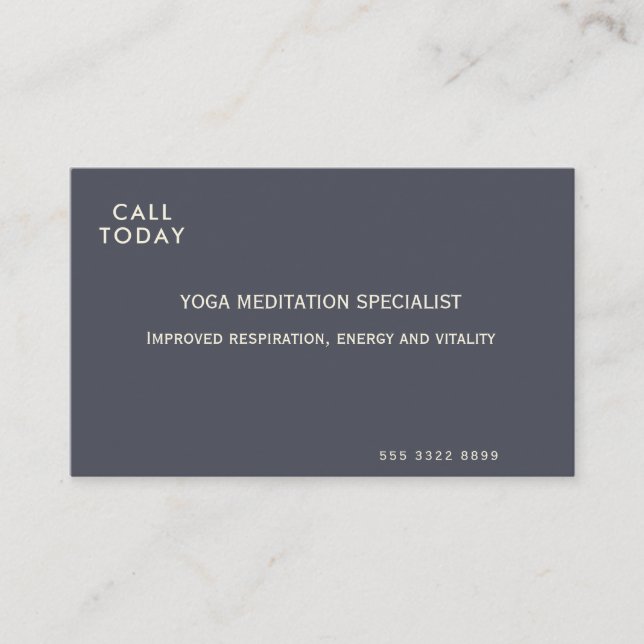 Yoga Meditation Minimalist Indigo Ivory Business Card (Front)