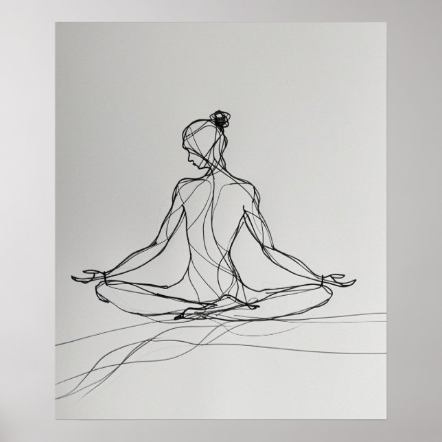 Yoga Meditation minimalist line art Poster (Front)