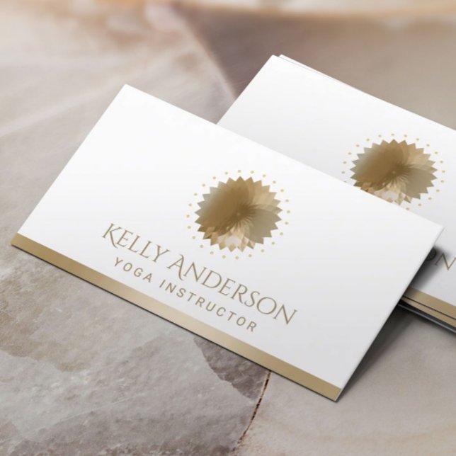 Yoga & Meditation Modern Gold Lotus Logo Business Card (Creator Uploaded)