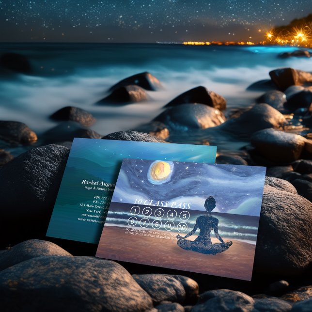 Yoga Meditation Moon Light Sky Ocean 10 Class Pass Appointment Card (Creator Uploaded)