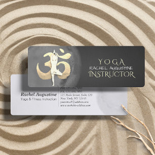 Yoga Meditation Pose OM Symbol Modern Black & Gold Mini Business Card