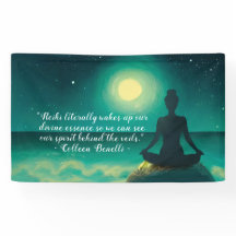 Yoga Meditation Pose on Rock Moon Star Ocean Quote