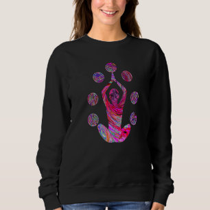 Yoga Meditation Pose with Spirals in Red and Pink  Sweatshirt