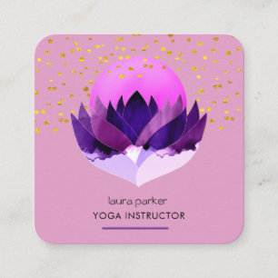 Yoga Meditation Purple Lotus Flower Massage Square Business Card
