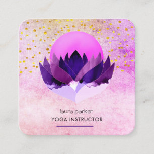 Yoga Meditation Purple Lotus Flower Massage Square Business Card