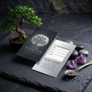 Yoga Meditation Reiki Instructor Black Silver Tree Appointment Card