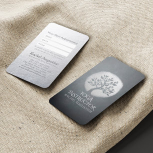 Yoga Meditation Reiki Instructor Black Silver Tree Appointment Card