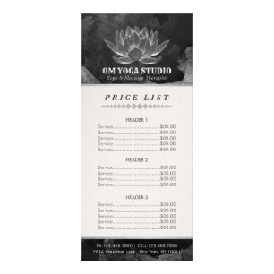 YOGA Meditation Reiki Instructor Lotus Price List Rack Card