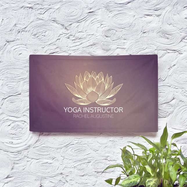YOGA Meditation Reiki Instructor Purple Gold Lotus Banner (Creator Uploaded)