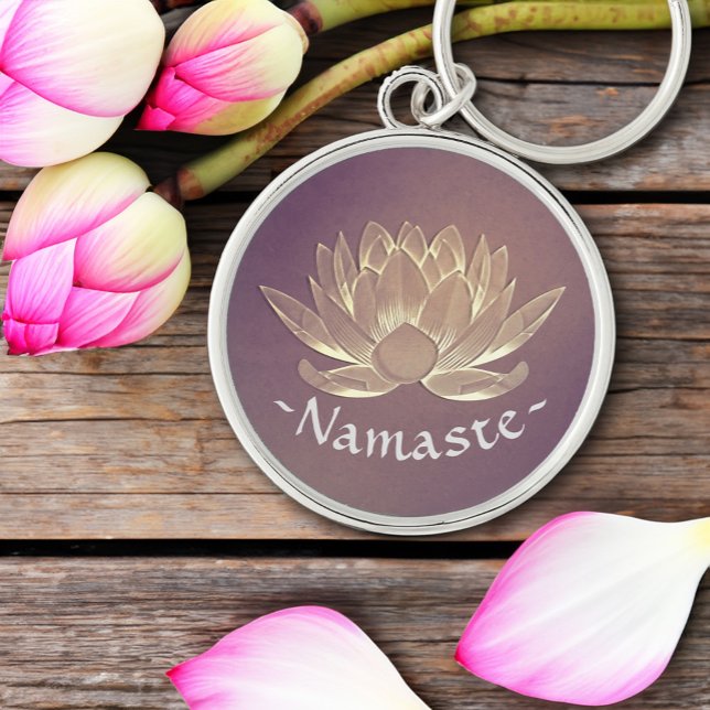 YOGA Meditation Reiki Instructor Purple Gold Lotus Key Ring (Creator Uploaded)