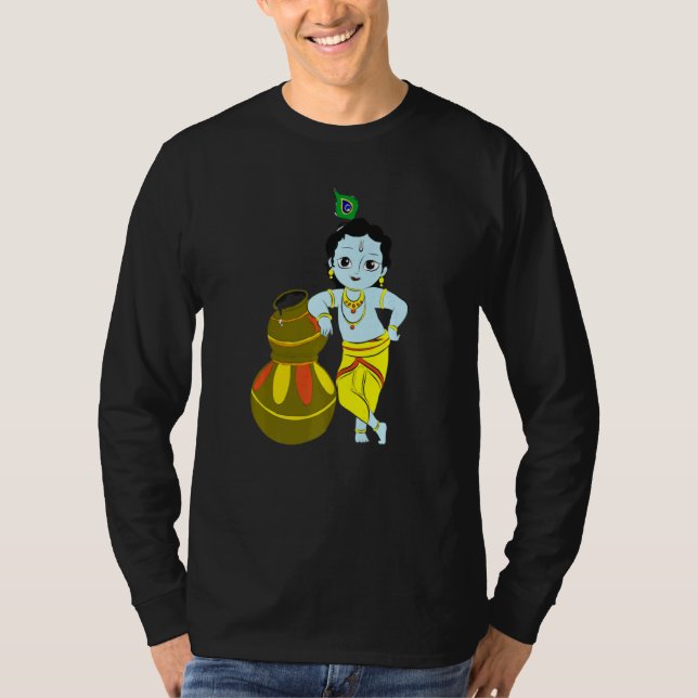 Yoga Meditation Spiritual Hindu God Krishna T-Shirt (Front)