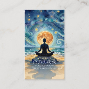 Yoga Meditation Starry Night Sky Moon 5 Class Pass Loyalty Card