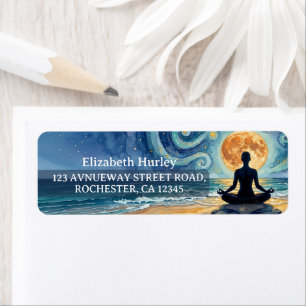 Yoga Meditation Starry Night Sky Moon Ocean Beach