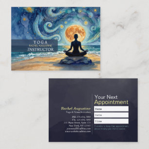 Yoga Meditation Starry Night Sky Moon Ocean Beach Appointment Card