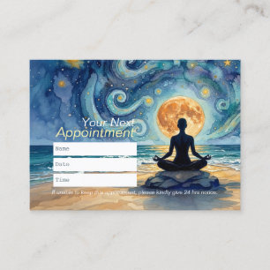 Yoga Meditation Starry Night Sky Moon Ocean Beach Appointment Card