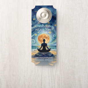 Yoga Meditation Starry Night Sky Moon Ocean Beach Door Hanger