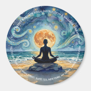 Yoga Meditation Starry Night Sky Moon Ocean Beach Magnet