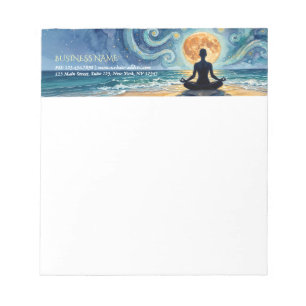 Yoga Meditation Starry Night Sky Moon Ocean Beach Notepad