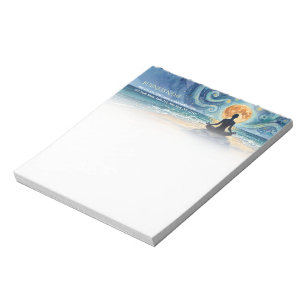 Yoga Meditation Starry Night Sky Moon Ocean Beach Notepad