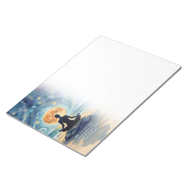 Yoga Meditation Starry Night Sky Moon Ocean Beach Notepad (Angled)