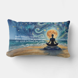 Yoga Meditation Starry Night Sky Moon Ocean Quotes Lumbar Cushion