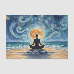 Yoga Meditation Starry Night Sky Moon Ocean Quotes Tissue Paper