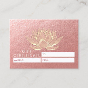 YOGA Meditation Studio Gift Certificate Gold Lotus